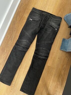 Rare SS12 Balmain Homme Black Biker Denim Men’s 27